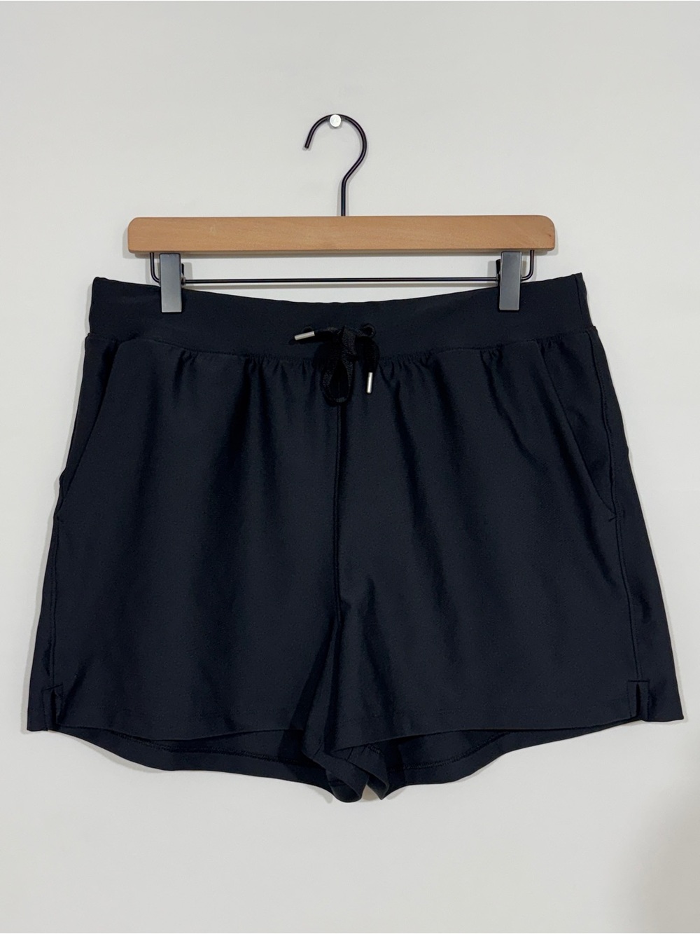 WAS92 {Old Navy} "Powersoft High Rise Go Dry" Black Tie Wast Athletic Shorts